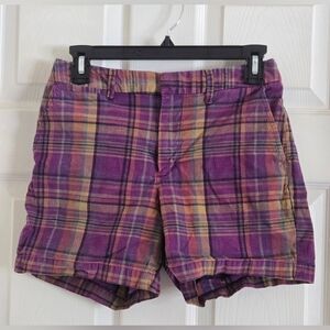 Women's Plaid Shorts in Purple and Orange